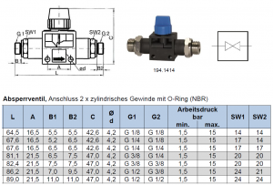 Absperrhähne mit 2x zylindrischem Außengewinde, Standard, IQS, alle Größen Steckverbindung, Steckverbinder, Verbinder, Leitungsverbinder